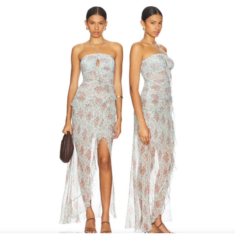 Bec + Bridge Silver White Strapless Embellished Sheath Dress